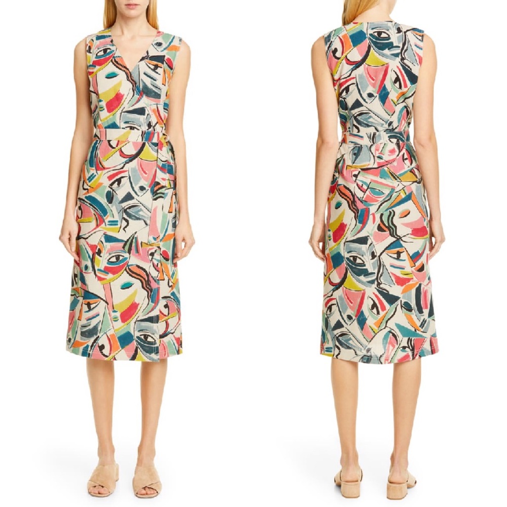 LAFAYETTE 148 Pammie Sleeveless Wrap Dress In Quarry Multi
